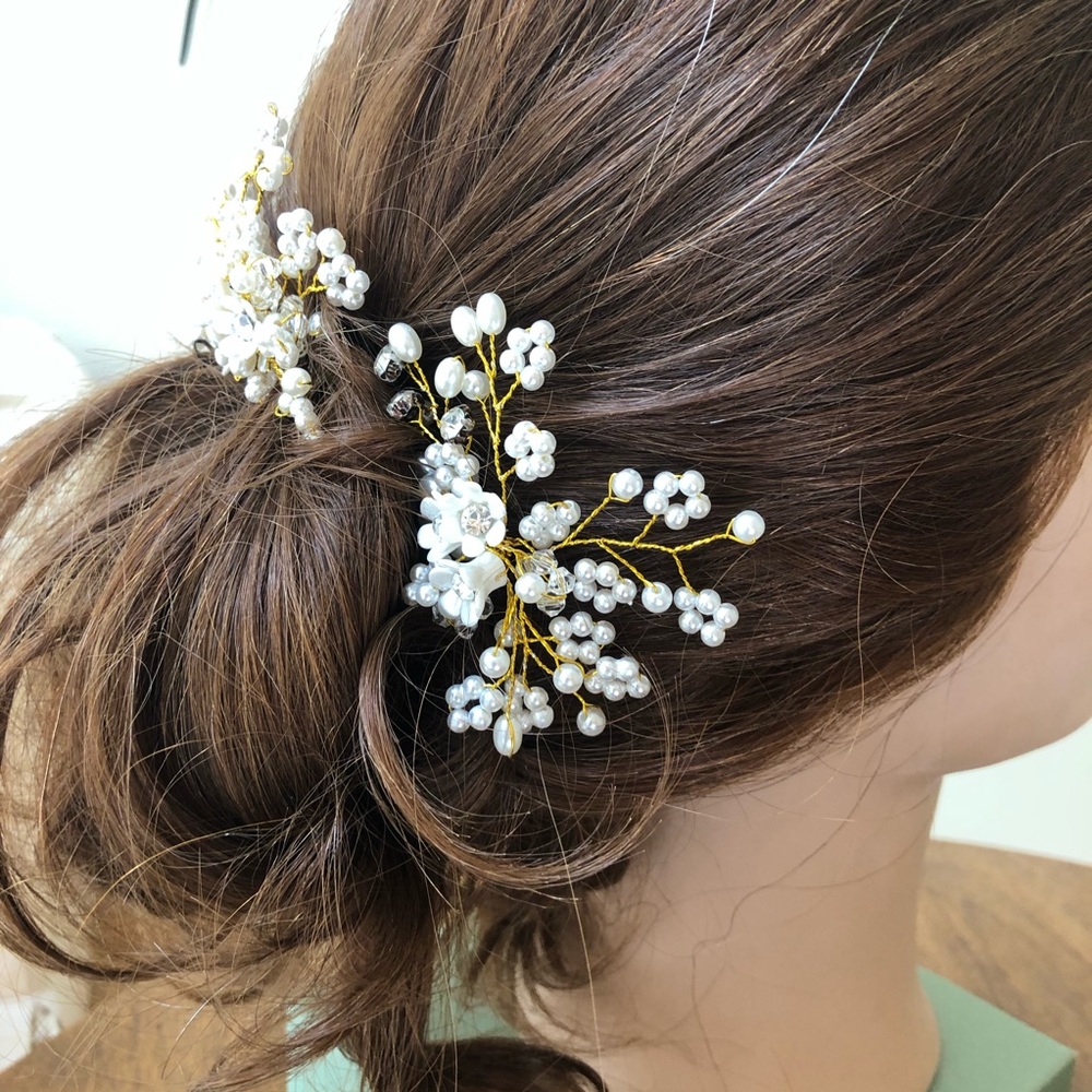 Tiny Floral & Pearl Hair Sticks Set of 3